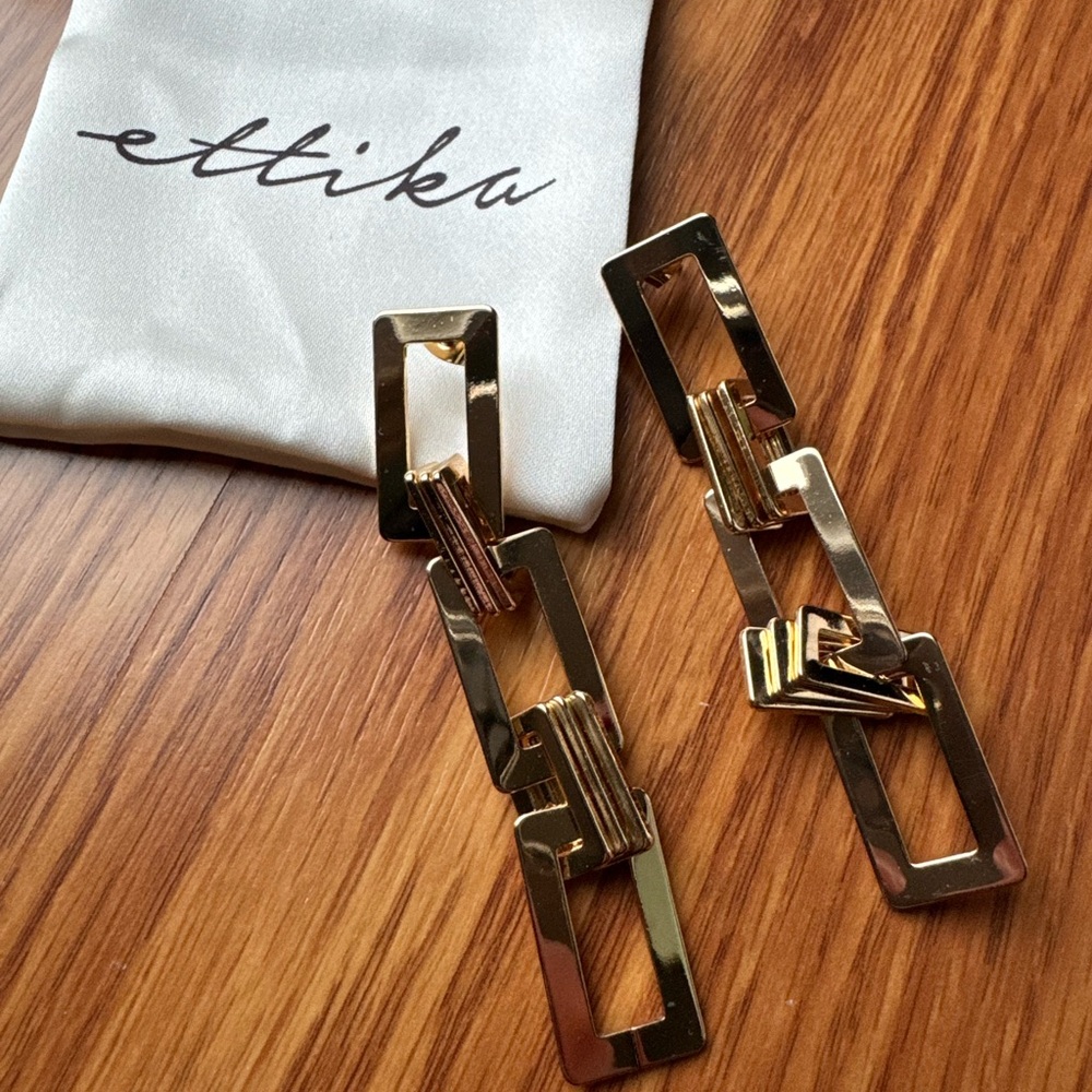 Ettika Gold Geometric Earrings